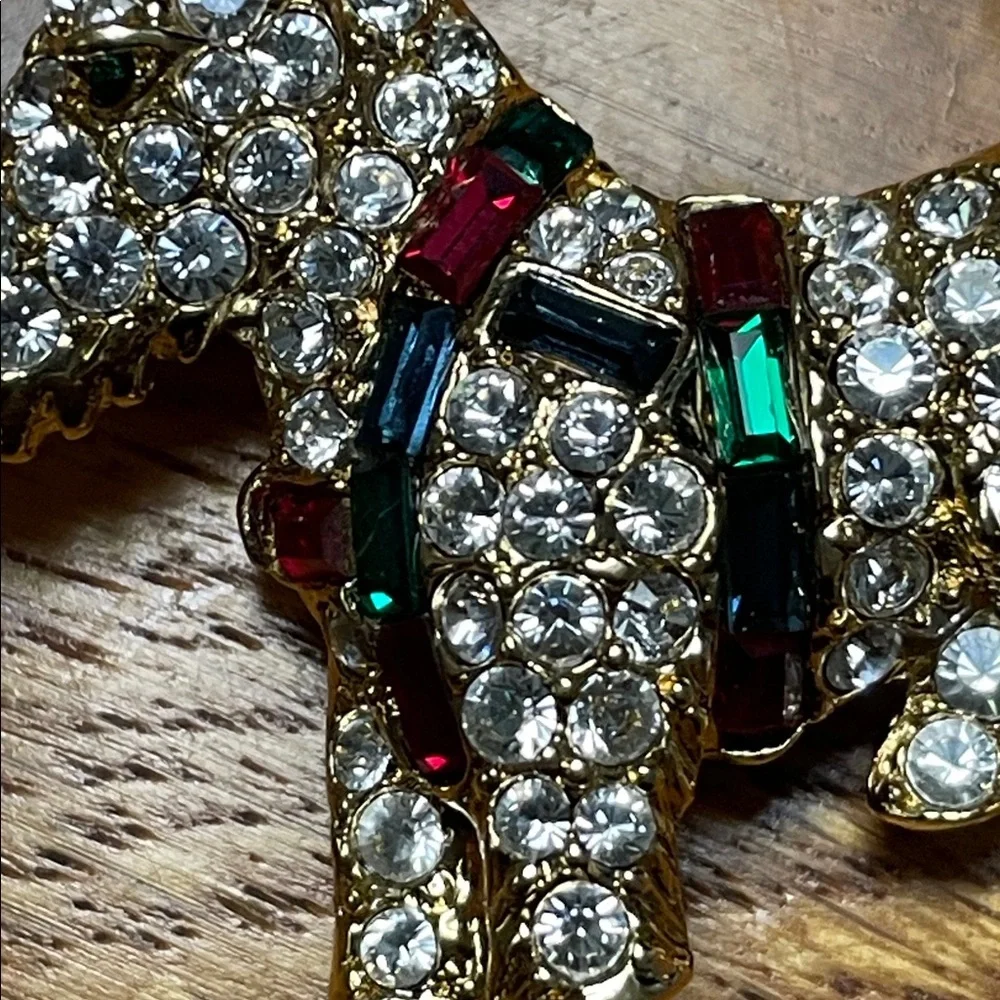Vintage Kenneth Jay Lane Gold and Crystal Dog Brooch